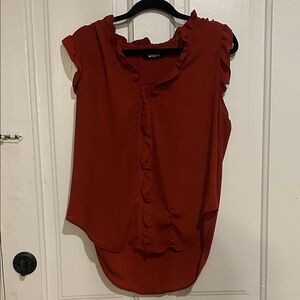 DKNY Ruffled Blouse in Rich Red